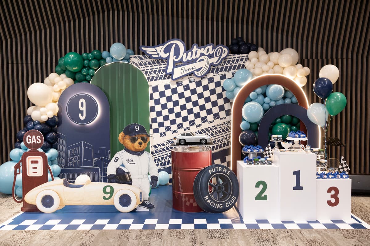 Ralph lauren racing club themed backdrop